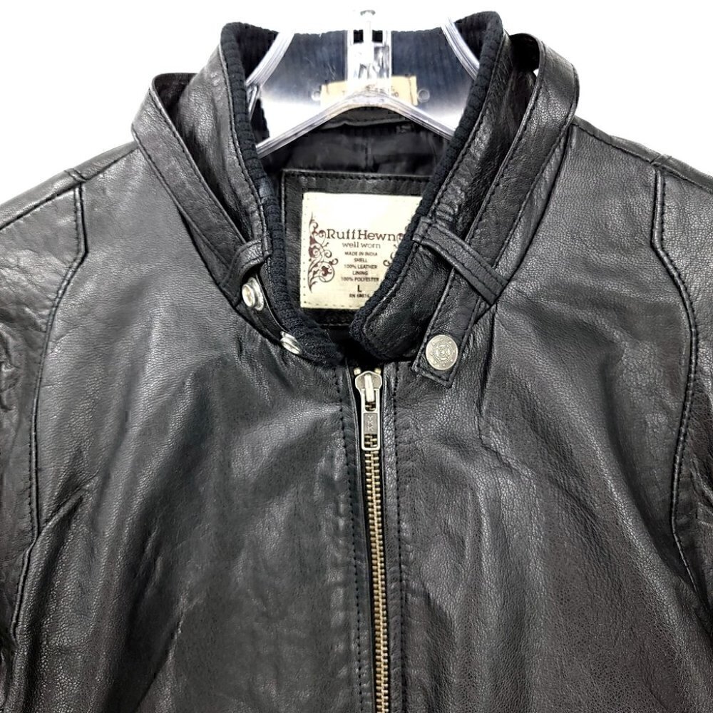 Ruff Hewn Leather Women's L Black Jacket '80s Flashback Zipper Sleeves Stretch - Picture 5 of 16